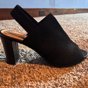 LifeStride Open-Toe Black 3 inch heels 9M